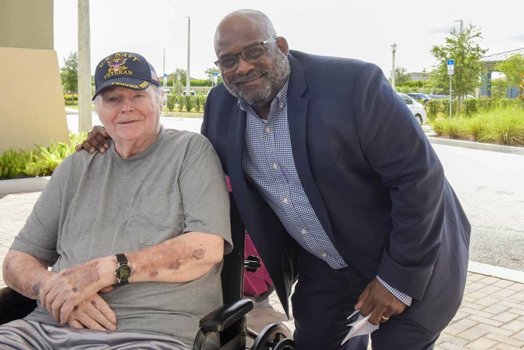 Veterans Beanch Dedication - Will with Veteran